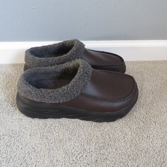 NEW OrthoComfoot Men’s Orthopedic Wide Winter Slippers Size 10 Brown/Gray - Picture 2 of 11